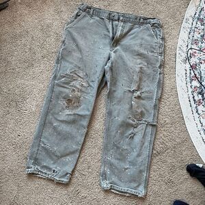 VTG Carhartt Thrashed Workwear Pants Paint Splatter Distressed USA Made 38x30